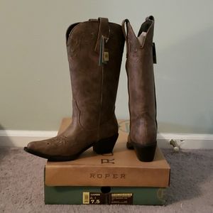 Roper Faux Leather Boot Cowgirl 7.5 Floral